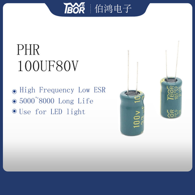 Aluminiowy kondensator elektrolityczny o wysokiej częstotliwości 100uF 80V 10X20mm 5000 godzin