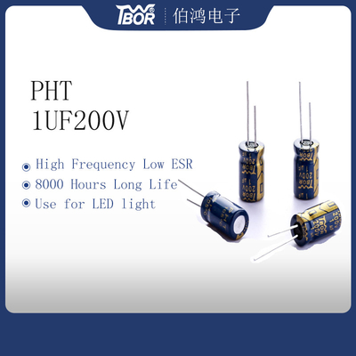 1UF200V Aluminiowe kondensatory elektrolityczne o niskim ESR 6,3 x 11 mm 8000 godzin