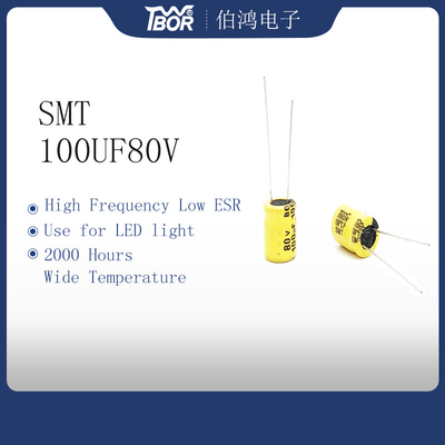 Promieniowy ołowiowy elektrolityczny kondensator świetlny LED 100UF80V 10x13mm